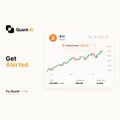 A financial app interface showing 'Get started' with a sample stock chart for a company.