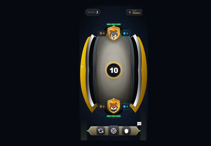 The image shows a phone screen displaying an app called "solgun.gg" with a game interface featuring two players against each other, both of them wearing helmets. The player on the left has a yellow helmet, while the one on the right wears a black helmet. A scorecard is visible in the top right corner of the image, and there are three buttons labeled "1v1", "PvP", and "Win".