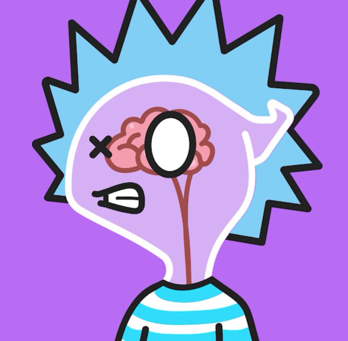 A cartoon illustration of a transparent-headed figure with a visible brain containing an 'X', suggesting a crossed-out or damaged mind, set against a purple background with a blue starburst.