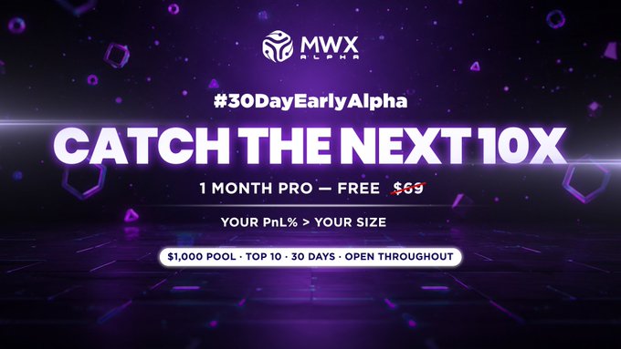 The same promotional banner for MWX Alpha as Image 5, showing '#30DayEarlyAlpha CATCH THE NEXT 10X' with a purple cosmic background.