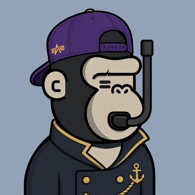 The image features a cartoon monkey wearing a hat, jacket, and an anchor chain around its neck. The monkey appears to be posing for the camera with a serious expression. The caption of the image reads "Gm CT and gm to the 932 holders of @ape0nchain". This suggests that the monkey is part of a larger collection or series, possibly related to the "@ape0nchain" account.