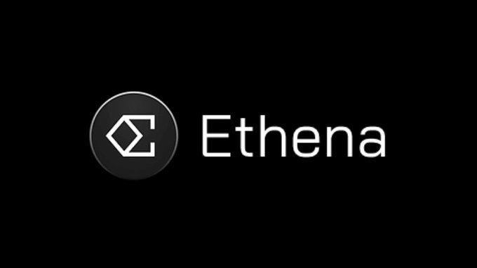 The image displays the Ethena logo, featuring a stylized "Σ" symbol within a dark circular emblem alongside the brand name "Ethena." This branding aligns with the announcement of Ethena's fee switch passing with 100% approval, initiating programmatic $ENA buybacks funded by net protocol revenue.