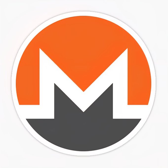 The Monero (XMR) cryptocurrency logo, displaying a stylized white 'M' on a circular background split between orange and dark gray.