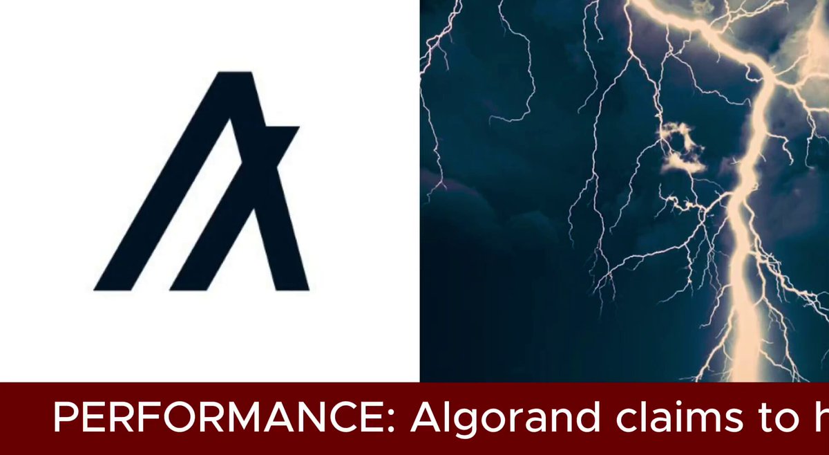 The image shows a graphic comparing two logos, one of which represents AlgoFoundation (a company) and the other displaying lightning bolts symbolizing Algorand (an island). The text beneath these logos reads "Performance: Algord claims to have instant finality over every other blockchain", indicating that Algord is making a claim related to performance or efficiency in their claims to establish an instant guarantee on the Blockchain.