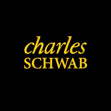 A logo image with "charles SCHWAB" written in gold stylized text on a black background.