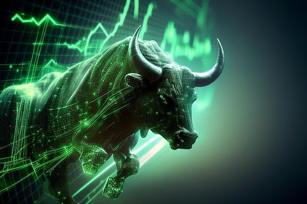 A digital green bull, glowing with matrix-like code and set against a backdrop of rising stock chart graphs, symbolizes the bullish crypto rally. The image perfectly complements the post's "#ALTSEASON 2027 BULL RUN HAS NOW STARTED" message, which predicts massive price surges for cryptocurrencies including $Bitcoin to $250,000, $ETH to $10,000, and other altcoins like $DOGE, $SHIB, $PEPE, $XLM, $FLOKI, $BONK, $LUNC, and $BABYDOGE reaching unprecedented highs.