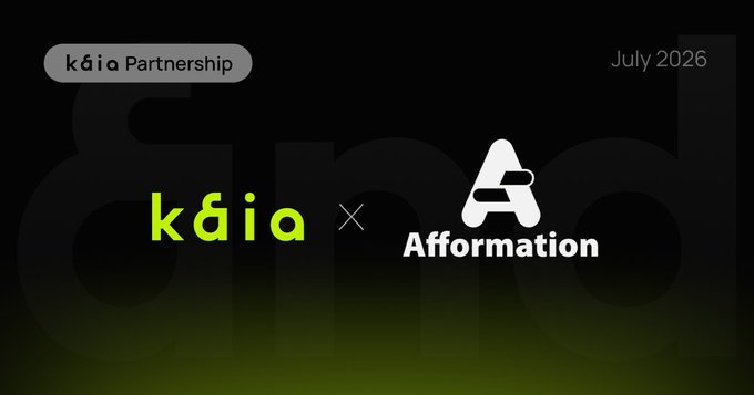 A graphic announcing a partnership between 'kaia' and 'Afformation' dated July 2026.