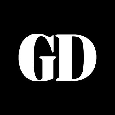 A simple black square featuring the letters 'GD' in bold, white serif typography centered on the dark background.