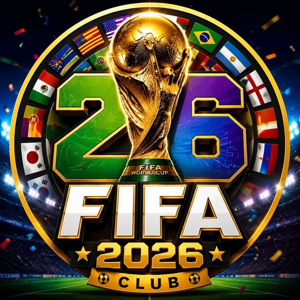A vibrant promotional graphic features the FIFA World Cup trophy centered within a circular emblem surrounded by international flags, with bold text reading "26" and "FIFA 2026 CLUB." The image serves as a stylized visual to announce the launch of the $FUT26 meme token, blending iconic football imagery with Solana-powered crypto branding to capture the excitement of a new season.