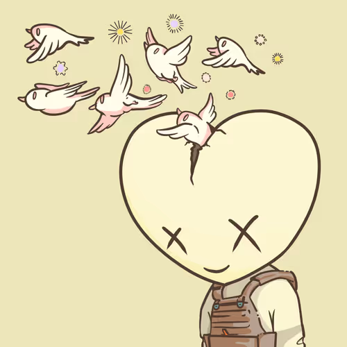 A cartoon figure with X-shaped eyes and flying birds appears in the image. The accompanying post celebrates @BiaLos purchasing an @LT3NFT, thanks @barry_mint for onboarding him, and welcomes him to the @Racerz_eth community.