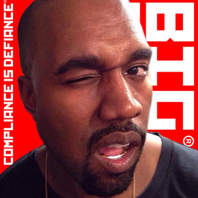 A man with a confused or skeptical facial expression is featured against a red background with white text reading 'COMPLIANCE IS DEFIANCE' on the left and 'BTC' with a registered trademark symbol on the right.