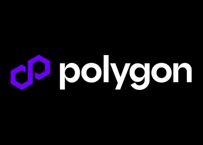 The Polygon blockchain logo, featuring its signature purple hexagonal 'P' icon next to the word 'polygon' in lowercase white text on a black background.