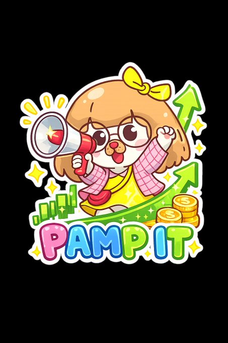 A cartoon sticker of a cute dog character holding a megaphone with the text 'PAMPIT' displayed below.