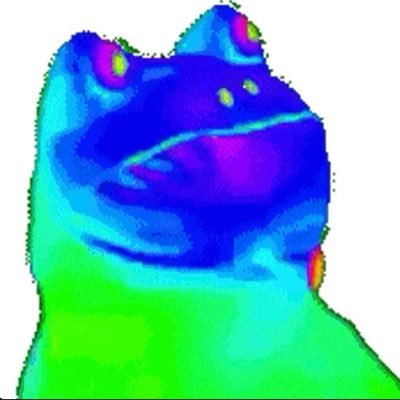 A heavily stylized, color-filtered image of a cat shows the feline rendered in vibrant, unnatural shades of blue, purple, green, and pink.