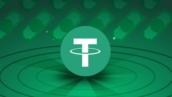 The image features a coin named "Tether" with a white logo inside a green circle. The coin sits at the bottom of a green graph surrounded by other coins. The text above the image states, "USDT is about to flip $ETH by market cap, sitting at $186.8B vs Ethereum's $194.3B". The context suggests that the Tether coin has experienced significant growth compared to Ethereum due to its recent value increase of over $100B. This development might have caused the Bitcoin price to drop recently, as seen in a paragraph below the image.