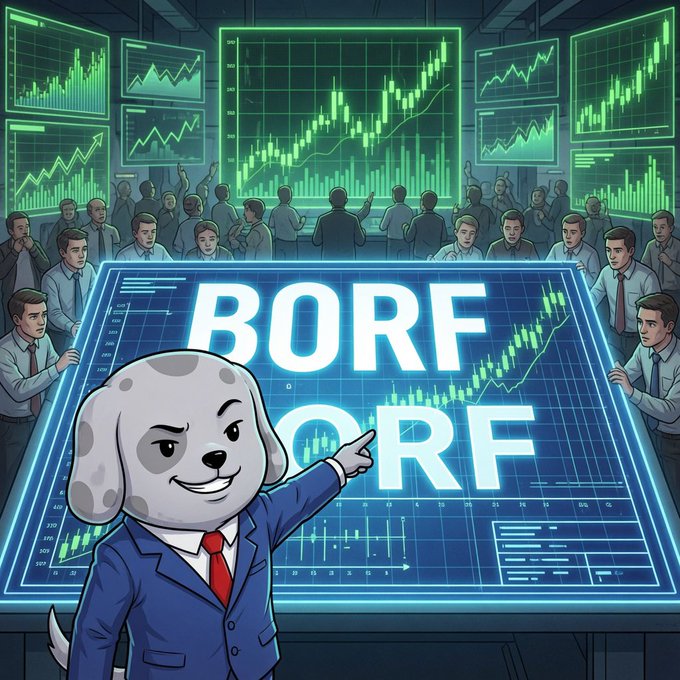 "Borf" is an animated character who is dressed in a suit, holding up a sign that says "borf", as if to say something about or defend against Borf (base). The man's suit has different colors representing various aspects of the project he is discussing, including price and strategy. He is pointing at his sign towards a group of people who are sitting behind a computer screen displaying a chart with lots of data and graphs. The focus on "borf" in the image suggests that the conversation revolves around this character or the concept of Borf (base).