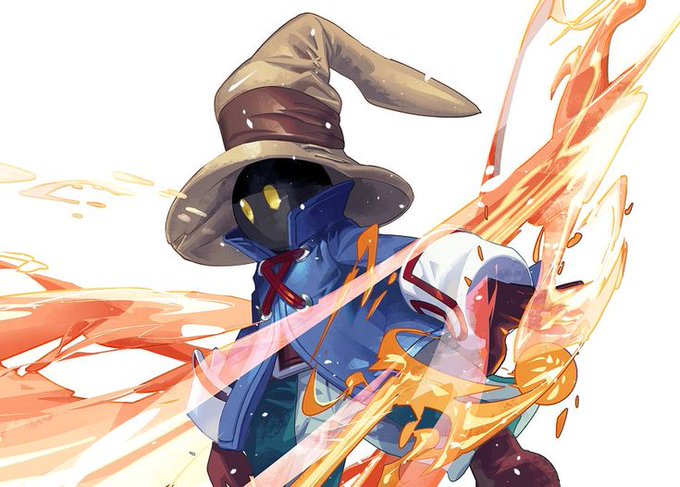An anime-style wizard character wearing a large pointed hat and a blue coat casts a fiery spell, fitting the casual "Gm" (good morning) crypto/web3 greeting with a magical, adventurous vibe.
