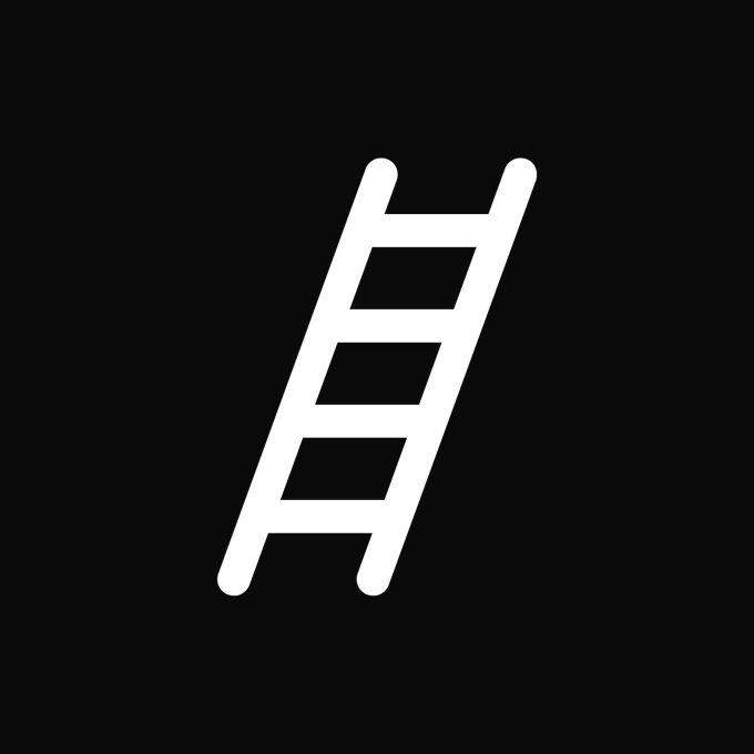 White ladder icon centered on a black background.