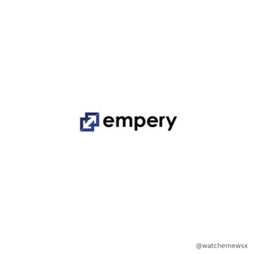 The image displays the Empery logo, featuring a blue square icon with an arrow symbol next to the company name, which corresponds to Empery Digital—the BTC treasury firm that has announced a $20 million investment in AI data center developer Cardinal Data Power, marking a strategic pivot away from its Bitcoin-focused treasury approach.