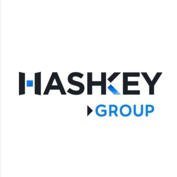The logo for HashKey Group, displayed in bold black text with blue accents on a white background.