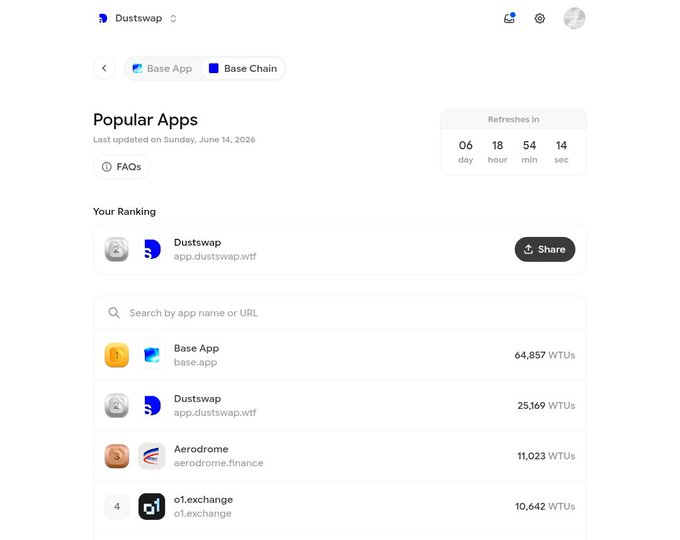 The image shows a screen with various apps displayed, including the "Base App" at the center of the screen and other app icons scattered throughout. The title of the post highlights that this post talks about a popular app called Dustswap or Baseapp, possibly related to social networking or productivity tools.