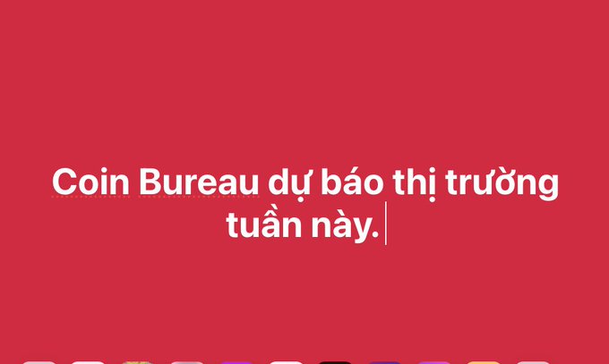 A red graphic with white text reading 'Coin Bureau dự báo thị trường tuần này.'