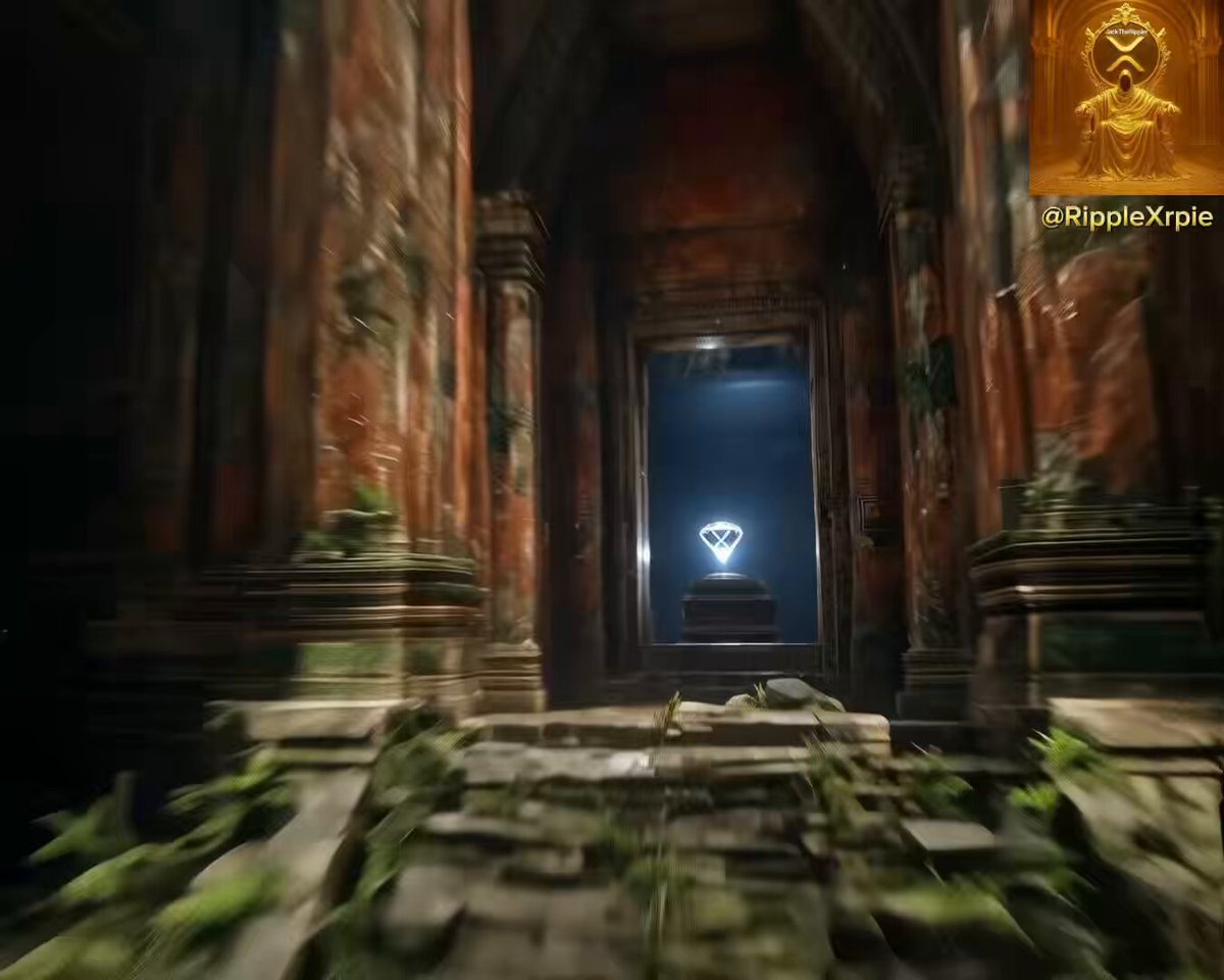The image shows a doorway with a diamond sitting inside, surrounded by plants and rocks. The doorway appears to be an entrance or exit to a cave-like structure. A caption above the doorway reads "THE CLARITY ACT IS COMING! Only diamond-handed holders will create wealth". This suggests that there is something valuable hidden within the diamond, possibly related to the clarity act or a treasure hunt.