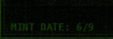The image features a green square with white text that reads "mint date 6/9". The surrounding area appears to be a bit blurry, making it difficult to read the details of the message. However, there are some words visible on the image, such as "adamilenich" and "x", which might provide additional context or clues about the content of the post.