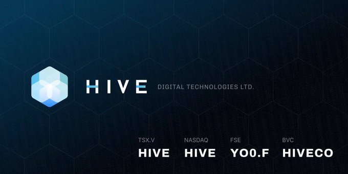 HIVE Digital Technologies Ltd. (TSX.V: HIVE, NASDAQ: HIVE, FSE: YOO.F, BVC: HIVECO) logo displayed on a dark blue hexagonal background, accompanying an announcement of a $100M private offering of 0% exchangeable senior notes due 2031 to fund GPU purchases, data center development, and the company's Bitcoin mining and AI infrastructure expansion.
