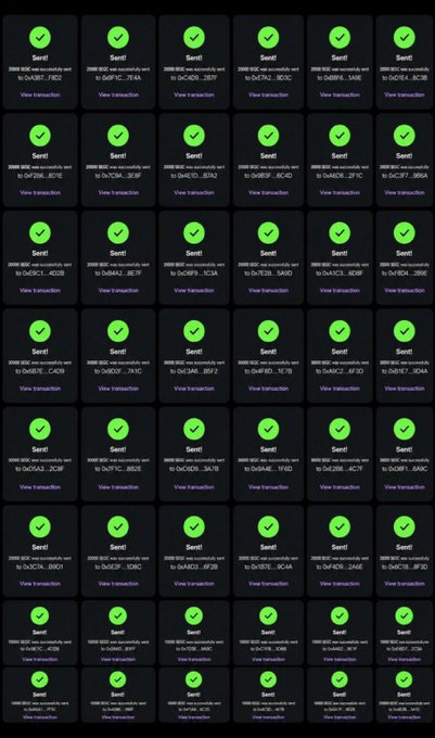 The image shows a grid of squares with green checkmarks against a black background. The squares are arranged in rows and columns, creating a pattern that repeats throughout the image. Each square has a green checkmark, indicating that someone has won an item or completed a task. The text "drop your wallets below" is written at the bottom of the image, suggesting that the viewer should drop their wallet into one of the boxes to claim their prize.