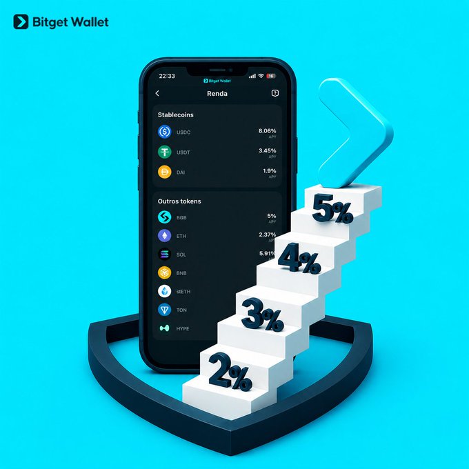 The image features a smartphone displaying a step-by-step guide for staking cryptocurrency. The phone screen shows various cryptocurrencies, including Bitcoin, Ethereum, Ripple, and Litecoin, along with their respective stake amounts. The instructions are presented in a clear and organized manner, guiding users through the process of staking their digital assets. The image also includes a shield design that represents the concept of "staking" or "deixando", which is related to the staking process for cryptocurrency mining.