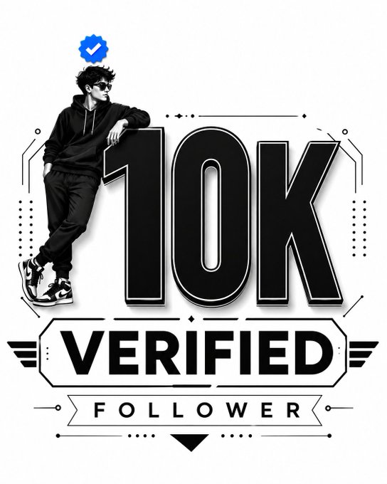 A young man in sunglasses and a black hoodie casually leans against bold "10K VERIFIED FOLLOWER" text, crowned with a blue verification checkmark badge. The image ties directly to the post's theme of celebrating the milestone of reaching 10,000 verified followers — symbolizing achievement, authenticity, and the impact of one connection that can change everything.