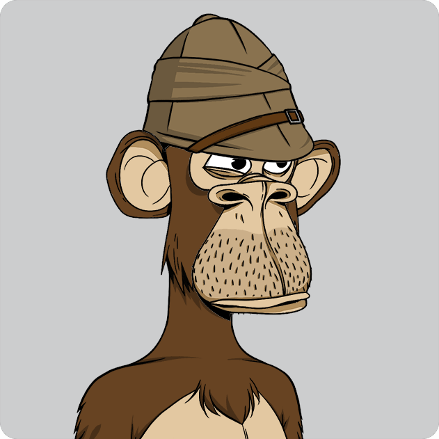 A cartoon illustration of Bored Ape #4584 from the Bored Ape Yacht Club NFT collection, wearing its signature brown cap with a stoic expression, sold for 7.6 ETH. The image directly represents the NFT referenced in the post about returning to "Monke."