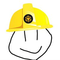 A yellow construction hardhat featuring a lion logo is perched atop a crudely drawn smiley face, visually embodying the "BSC hardhat meme" referenced in the post discussing the $BOB token's value comparison to $sue.