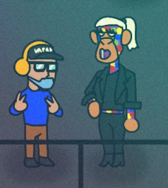 A cartoon animation shows two characters, one wearing a 'WTF?' hat, crying profusely with blue tears.