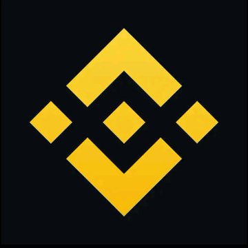A yellow geometric logo resembling a stylized diamond or crown shape on a black background, which is the Binance (BNB) logo.