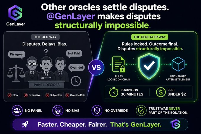 The image features a graphic that is primarily composed of cartoon-like characters. These characters appear to be discussing different ways to settle disputes using oracles, and they include people with diverse backgrounds such as a man, woman, and several others. The image also includes text that provides information about the comparison between resolving disputes through oracle versus traditional methods. Overall, the design and content of this image aim to educate viewers on the advantages of using oracles for dispute resolution in a visually appealing manner.