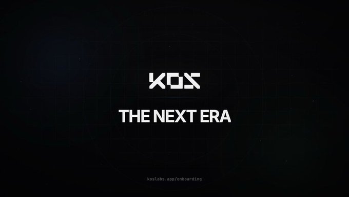 A black promotional graphic displaying the text 'KOS' and 'THE NEXT ERA' along with 'koslar.app/onboarding', featuring a subtle Target logo in the background.