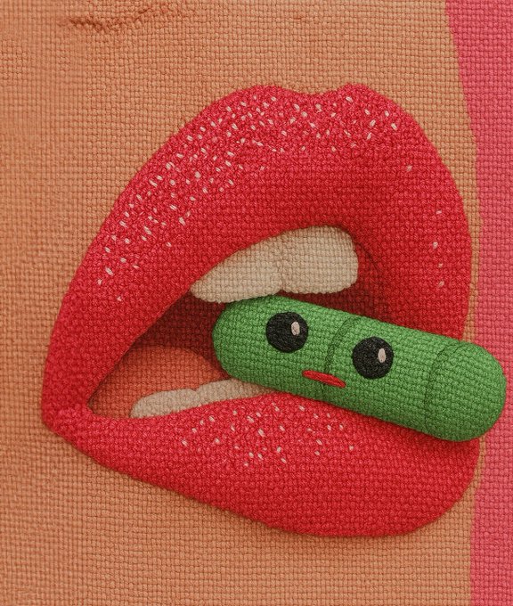 The image features a close-up of a person's mouth with a pill inside, which appears to be green and has a face drawn on it. The text accompanying the image reads "Bull posting about $FWOG (day 544) Fwog pilled. Study fwog lore. Hold the $FWOG". This suggests that someone is promoting or discussing the pill in question, possibly related to a study or educational topic involving fwogs.