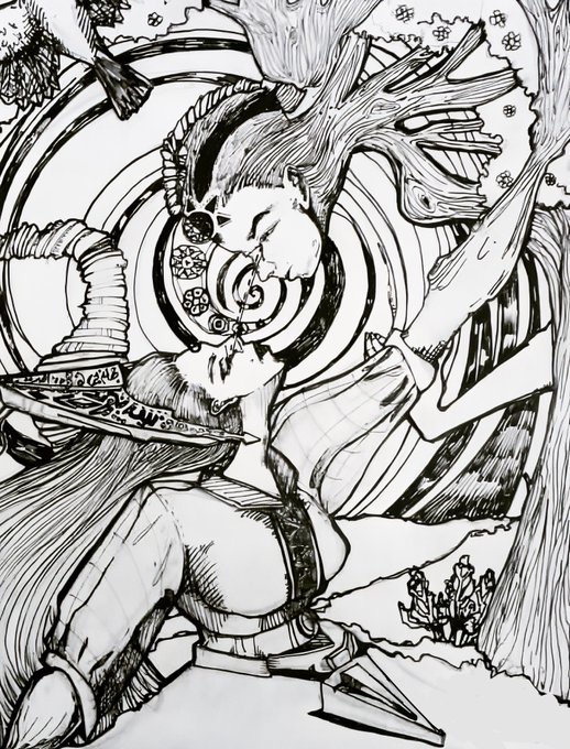 The image features a black and white illustration of two people, one with long hair and the other with short hair, engaged in a kiss. The background includes trees and flowers, adding depth to the scene. The text "Nexus Available on @objktcom" is present, possibly indicating that this artwork is available for purchase or download from the artist's website.