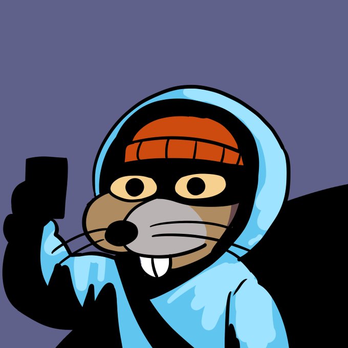 The image shows a cartoon gopher mascot wearing a blue hoodie and black beanie, holding up a black smartphone as if taking a selfie or welcoming someone. This fits the welcoming post to "@tinoch," a guest arriving at "the pantry," with the friendly mascot character serving as a playful host avatar.