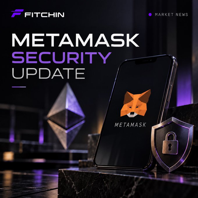 A Fitchin Market News graphic announces a "METAMASK SECURITY UPDATE" alongside a smartphone displaying the MetaMask fox logo, a security shield, and an Ethereum symbol, visually reinforcing the news that MetaMask is proactively exiting affected Ethereum validators in response to a recent security incident.