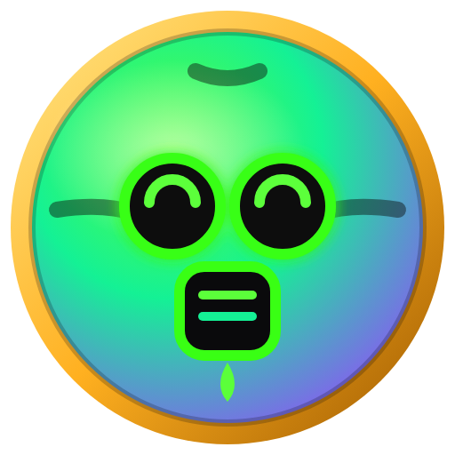 A green-to-blue gradient emoji-style face with a golden border, wearing round glasses and an oxygen mask, visually embodies the "$COPIUM" crypto token concept of "inhaling" hopium in place of selling during a red market, with no roadmap or exit strategy. The breathing apparatus symbolizes the tongue-in-cheek message of coping through losses rather than exiting positions.