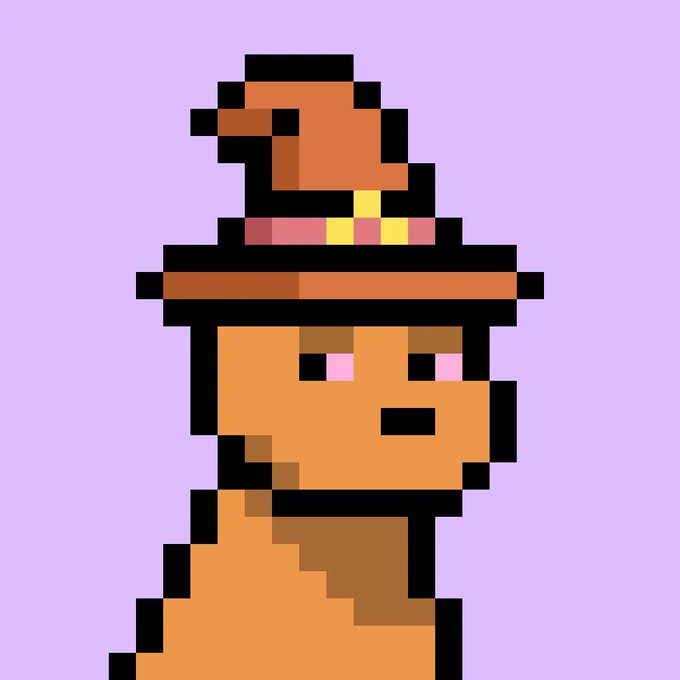A pixel art illustration depicts a brown-skinned character wearing a yellow hat and black eyepatch, with pink cheeks and a neutral expression against a solid lavender background.