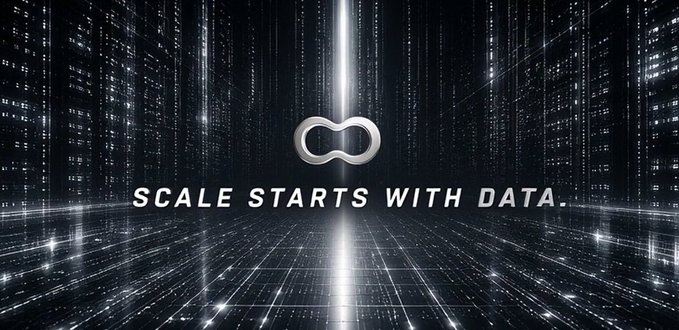 A digital graphic showing the MatterScale logo with the text 'SCALE STARTS WITH DATA.' set against a futuristic cityscape background.