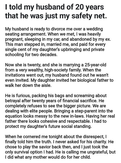 The image features an article written by someone about their husband, which includes details of his marriage to another woman. The text discusses the importance of safety nets for pregnant women during labor, drawing attention to the fact that some men do not understand this concept. The author also mentions a man who is ready to get married over 25 years old and wonders if he would be willing to provide financial support in case of an emergency.