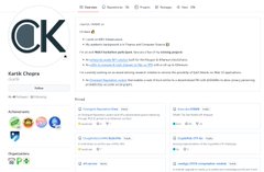A screenshot of a GitHub profile page for 'Kadir Can' showing repositories, achievements, and a contribution graph with a 'CK' avatar