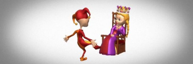 A 3D animated scene shows a jester in red performing a comedic pose in front of a blonde princess seated on a wooden throne, illustrating the "Jester Dancing" meme referenced in the post promoting the $JESTER token on Solana.
