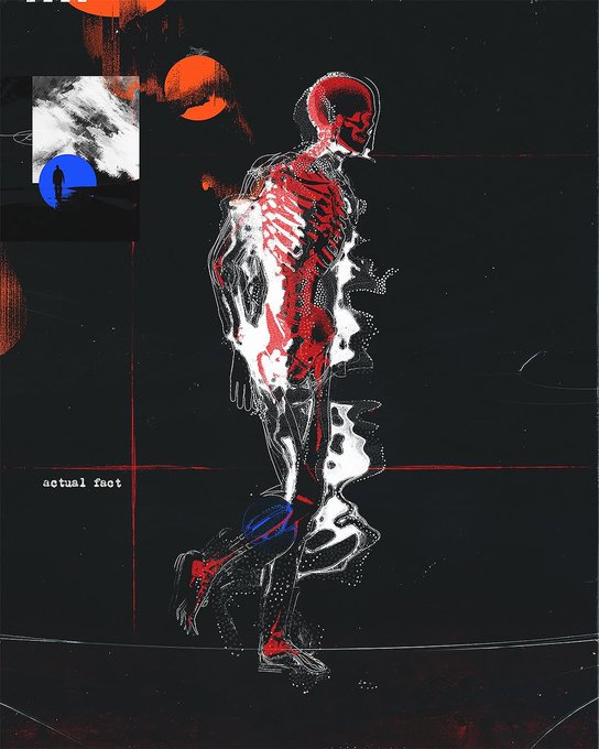 The image features a black background with an illustration of a skeleton walking across it, wearing red shoes. The skeleton appears to be in motion, giving the impression that they are walking or running. The text "GM Fam. Friday!" is written at the bottom of the image, which could potentially be related to a social media post or a personal project by the artist.