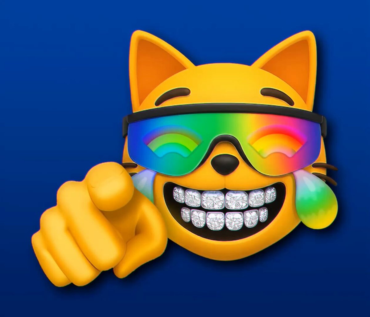 "Mog coin" is a term used for a type of cryptocurrency called mog token, which was created by a person named Mogg. The image features an orange cat wearing sunglasses with rainbow-colored lenses, giving it a unique and whimsical appearance. The cat's mouth is open wide, revealing its teeth, and the eyes are closed in a "smile." This playful and creative representation of the mog token might be used to convey a sense of fun or positivity associated with cryptocurrency culture.